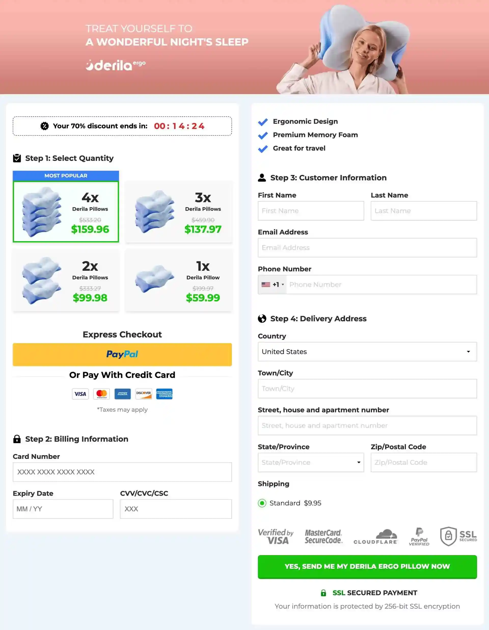 Derila Ergo Secure Checkout — Buy Best Cervical Pillow for Neck Pain